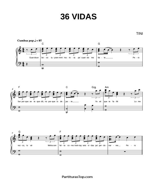Partitura 36 Vidas TINI