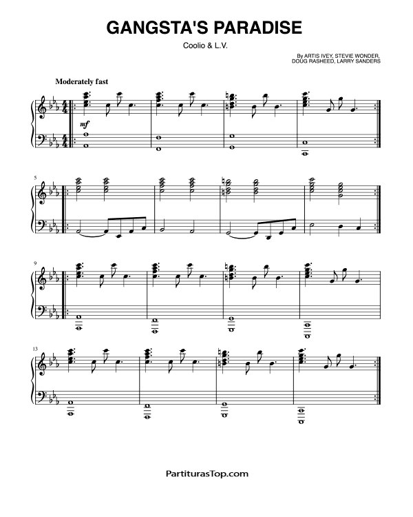 Partitura Gangsta's Paradise Coolio Partitura Piano PDF Gangsta's Paradise Partitura Piano
