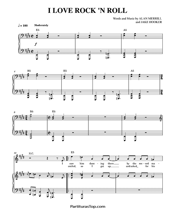 Partitura I Love Rock 'N Roll Joan Jett & The Blackhearts Partitura Piano PDF I Love Rock 'N Roll Partitura Piano