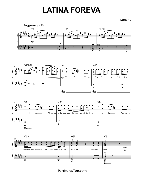 Partitura Latina Foreva Karol G Partitura Piano PDF Latina Foreva Partitura Piano